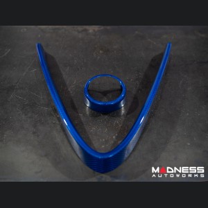 Alfa Romeo Giulia Front V Shield Grill Frame + Emblem Frame Kit - Carbon Fiber - QV Model - Blue Candy